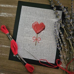 Valentines Day Heart Lollipop Love Speech Bubble Hand Painted Needlepoint Canvas, Stitch Painted 13 14 mesh Mono Interlock Canvas