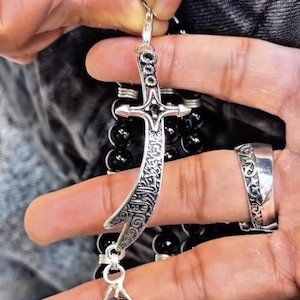 925 Sterling Silver Imam Ali Zulfiqar chain Bracelet, Islamic Jewelry for Men, sword bracelet