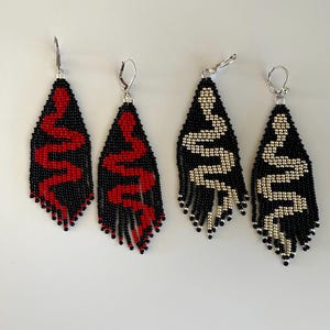 Beaded Snake Earrings, Dangle Earrings, Reputation Earrings