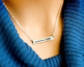 Thin Blue Line Personalized Necklace for Police or Police wife.Custom Law Enforcement Badge Number Rectangle Bar-Sterling, Gold or Rose Gold