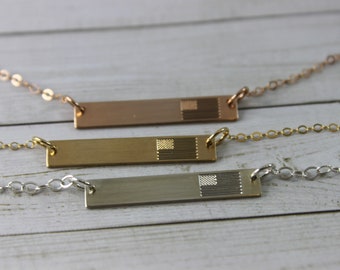 American Flag Bar Necklace: Sterling Silver, Gold, Rose Gold. Great gift for the 4th of July or Memorial Day. patriotic necklace. america.