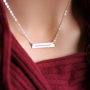 Thin Red Line Personalized Necklace Firefighter Wife.Custom Fireman Badge Number.Rectangle bar Sterling Silver, Gold, Rose Gold.TRL jewelry image 8
