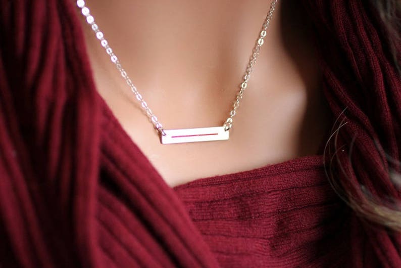 Thin Red Line Personalized Necklace Firefighter Wife.Custom Fireman Badge Number.Rectangle bar Sterling Silver, Gold, Rose Gold.TRL jewelry image 8