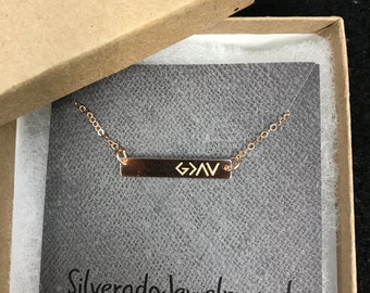 God is Greater Bar Necklace: Sterling Silver Christian Jewelry
