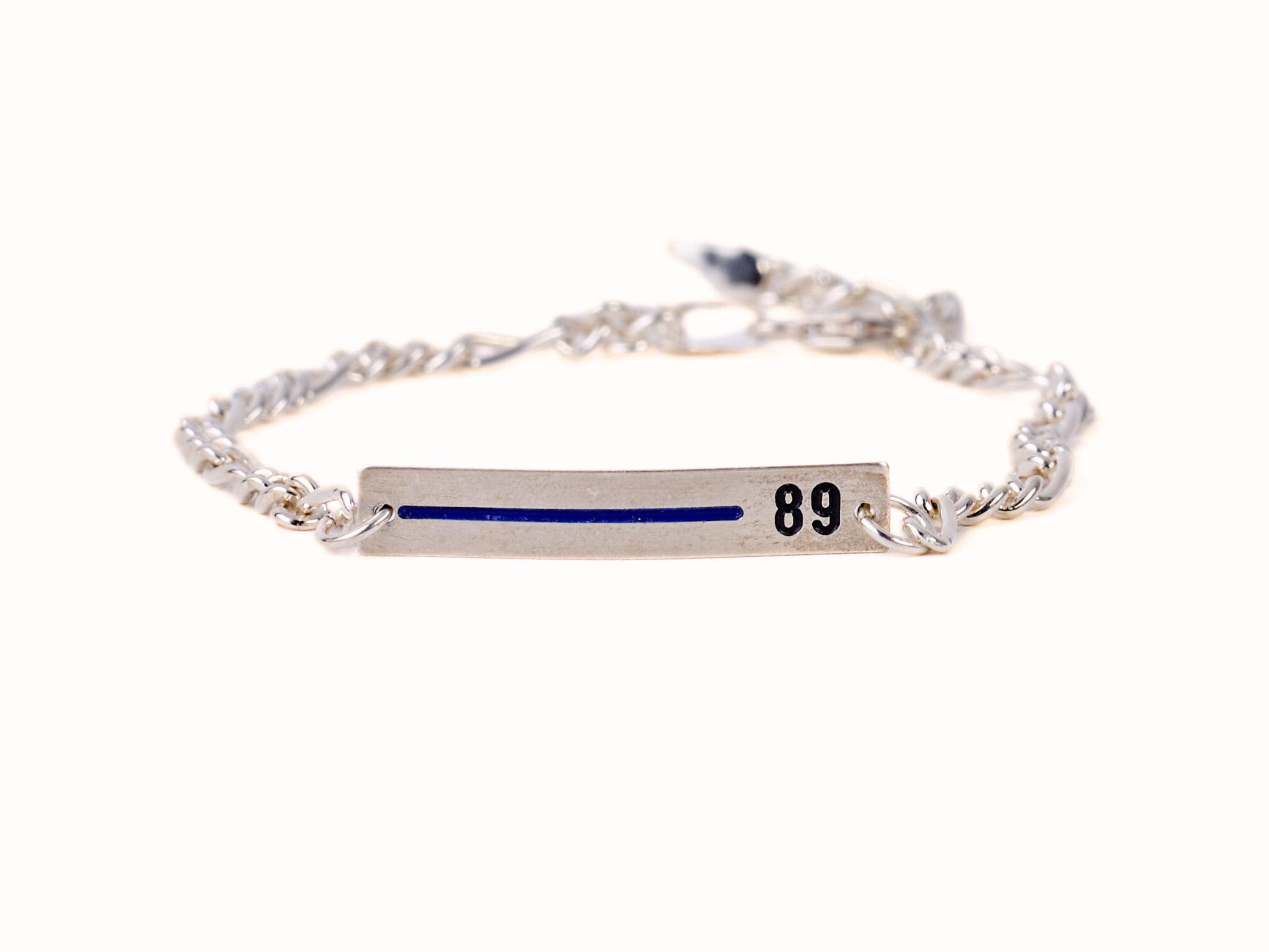 Thin Blue Line Bracelet: Sterling Silver Personalized Police Officer Gift