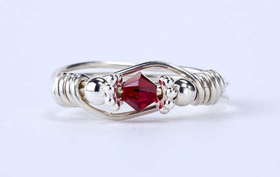 Round Garnet Butterfly Design Ring Handmade Sterling Silver Round Garnet Butterfly Design Ring Handmade Sterling Silver
