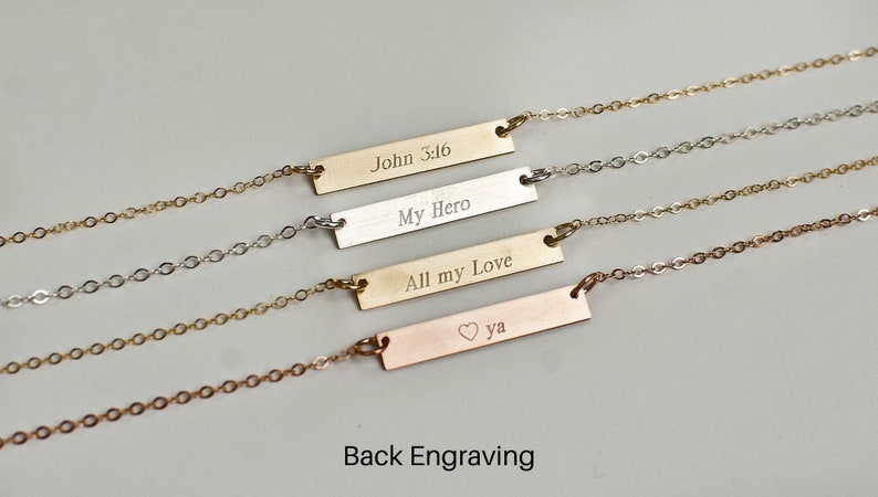 Thin Red Line Personalized Necklace Firefighter Wife.Custom Fireman Badge Number.Rectangle bar Sterling Silver, Gold, Rose Gold.TRL jewelry image 5