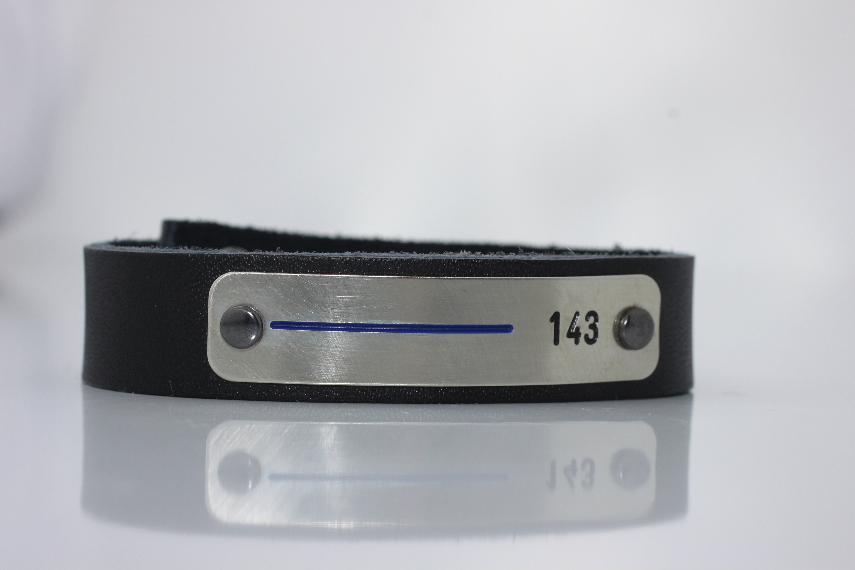 Thin Blue Line Women's or Men's Leather Bracelet Etsy