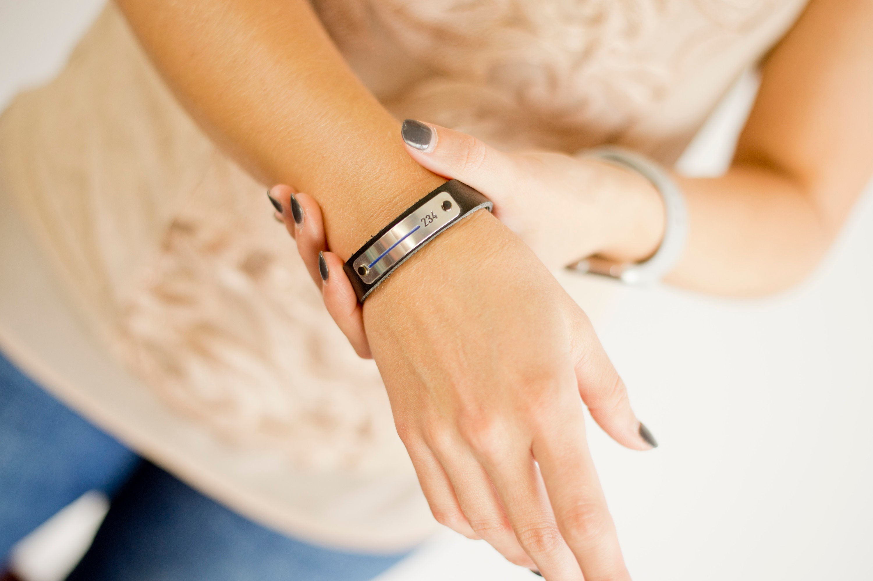 Thin Blue Line Women's or Men's Leather Bracelet Etsy