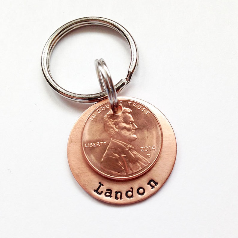 Personalized Penny Keychain Hand Stamped Lucky Penny Etsy
