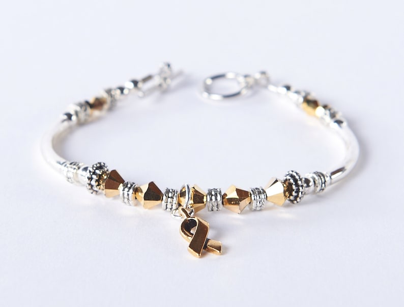 Gold Awareness Charm Bracelet. Childhood Cancer COPD Etsy