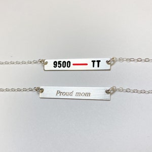Thin Red Line firefighter, wife necklace with 2 badge numbers. Custom badge number. Rectangle bar, double. TRL personalized custom jewelry.