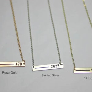 Thin Blue Line Personalized Necklace for Police Wife. Custom Law Enforcement Badge Number Rectangle Bar Sterling Silver, Gold, or Rose Gold image 3