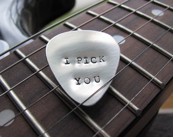 Personalized Guitar Pick: Engraved  Custom Pick in Nickel, Copper,  or Sterling Silver. For Father's Day, Birthday, Christmas.