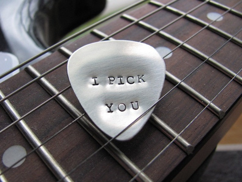 Personalized Guitar Pick: Engraved  Custom Pick in Nickel, Copper,  or Sterling Silver. For Father's Day, Birthday, Christmas. 