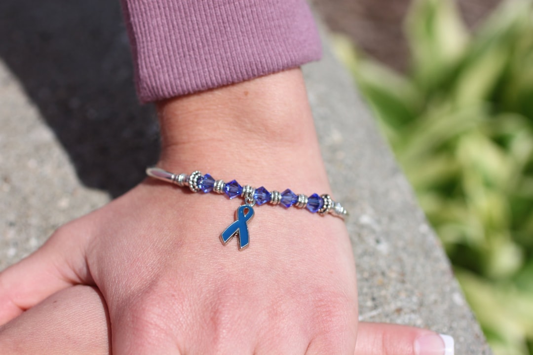 Dark Blue Ribbon Awareness Bracelet: Swarovski Crystal Beaded Charm - Etsy