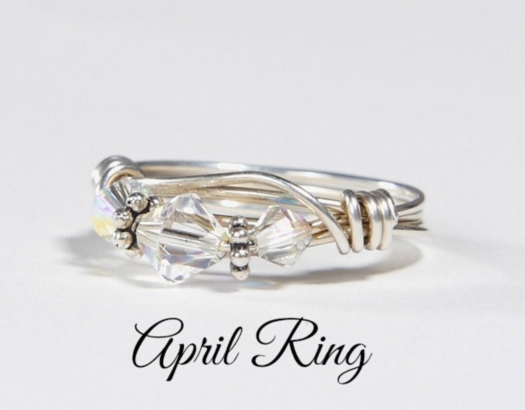 April Birthstone Ring: Handmade Sterling Silver April Crystal - Etsy