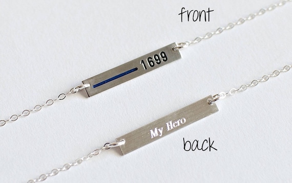 Personalized Thin Blue Line Necklace 