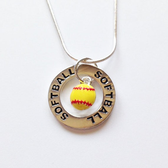Items similar to Softball Necklace Silver Softball Charm Necklace on Etsy