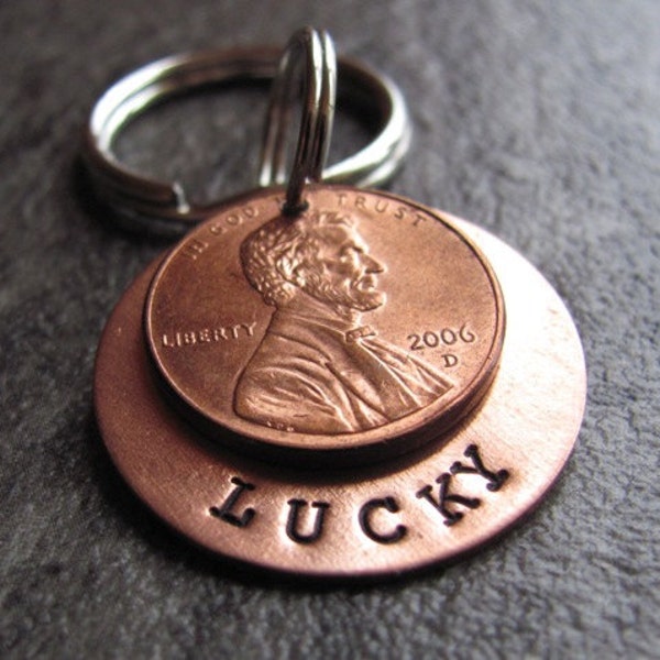 Lucky Penny Keychain: Personalized Copper Graduation Gift,Father's Day,Birthday,Christmas,Dad Gift,  Personalized and Hand Stamped