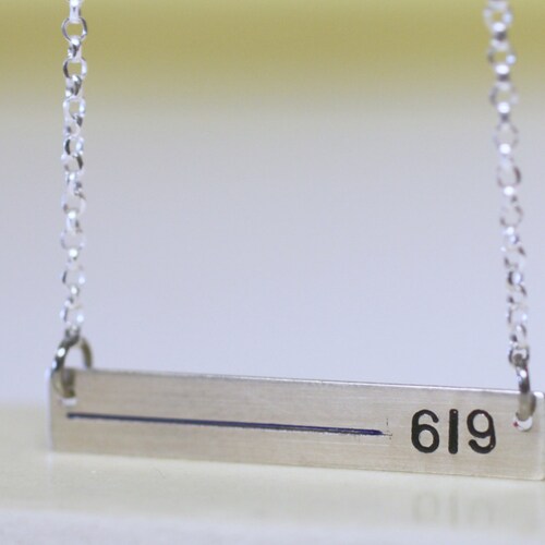 Thin Blue Line Badge Number Necklace 