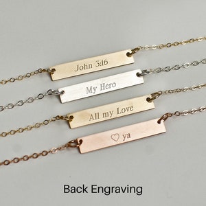 Thin Blue Line Personalized Necklace for Police Wife. Custom Law Enforcement Badge Number Rectangle Bar Sterling Silver, Gold, or Rose Gold image 4