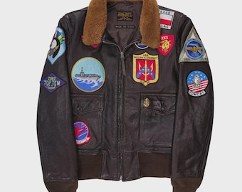 VTG 90s Bullock & Jones Leather Bomber Jacket Sz L - SF Heritage