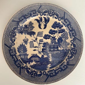 Vintage Blauer Weide Teller