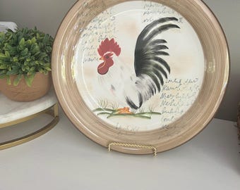 Decorative Rooster Plate with Tan boarder