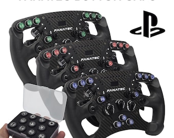 Custom Button Caps Compatible with Fanatec Wheel | PlayStation Style Layout | Sim Racing Wheel Customization