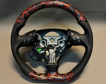 Red Forged Flat Bottom Steering Wheel - Honda Accord CL7/CL9 Acura TSX 2004-2008