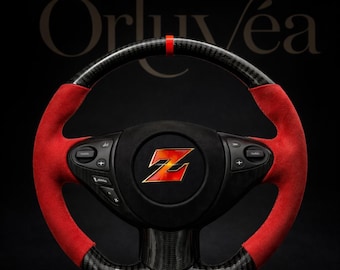 Orluvéa Nissan 370Z Custom Steering Wheel | Carbon Fiber & Leather or Alcantara | Red / Blue / White Style | No Airbag