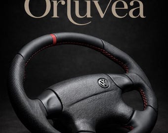 VW Volkswagen Leather Steering Wheel Golf MK3 III Polo Passat B4 GTI | Red Stitch Custom Steering | Perforated Leather Grip | Orluvéa