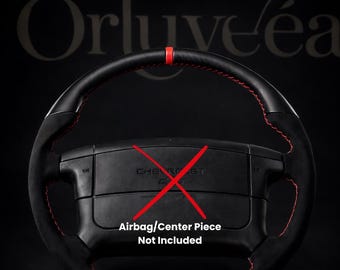 1993–1994 Chevy Astro GMC Safari Custom Flat Bottom Steering Wheel | Black Leather & Alcantara | Red Stitch Performance Wheel
