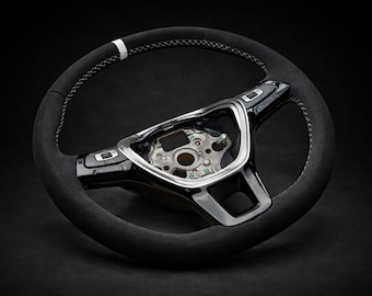 Alcantara Steering Wheel for Volkswagen Golf GTI R MK6 MK7 | Custom Flat Bottom | Performance Grip | Passat Scirocco | Handcrafted Upgrade