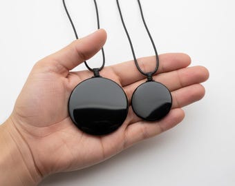 Halskette mit Spiegel-Anhänger aus schwarzem Obsidian - Kraftvolles Schutzamulett | Aqoro Schmuck