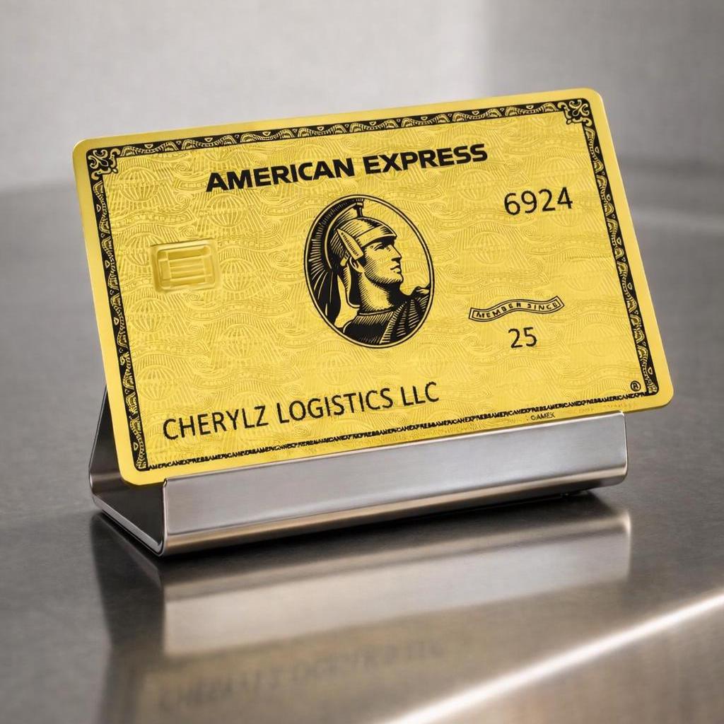 AMERICAN EXPRESS メタルネームプレート Customizable Metal Novelty Card: Black & Gold Stainless Steel