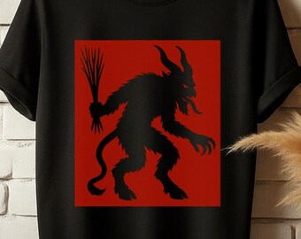 Krampus Silhouette T-Shirt, Gothic Holiday Horror Tee