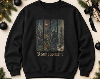 Krampusnacht Sweatshirt, Gothic Christmas Sweater, Krampus Shirt, Alternative Holiday Pullover, Dark Christmas Gift