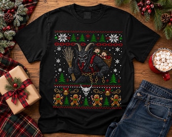 Krampus Ugly Christmas Sweater Shirt, Gothic Christmas Tee, Evil Gingerbread Holiday Shirt, Dark Xmas Gift, Alternative Christmas Tee