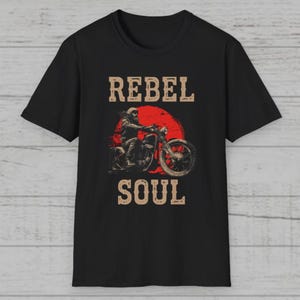 Rebel Soul Motorcycle T-Shirt, Biker Graphic Tee, Vintage Rider Shirt