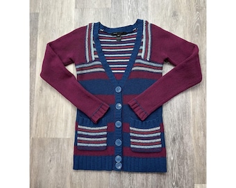 Cárdigan vintage Y2K de Marc Jacobs tejido a mano 100 % lana de cordero, talla XS