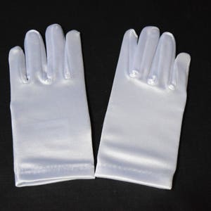Children's White Satin Gloves Perfect for Flower Girl, First Communion, Tea Party, Dance Recital