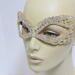 Gold and Silver Rhinestone Mask  Prom Mask Sparkling Mask Mardi Gras Mask Wedding Mask  New Years Eve Bithday Mask Bridal Headpiece
