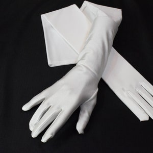 Light Ivory and Ivory Matte Satin Peau De Soie Gloves 22 Opera