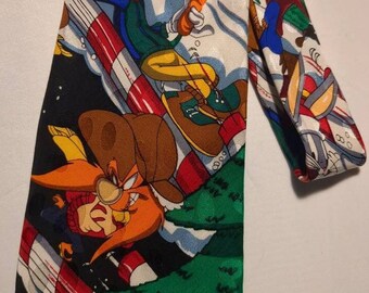 Colorful Christmas Necktie Looney Tunes Christmas Novelty Necktie