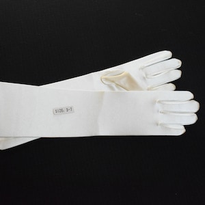 Girl's Size Long  Ivory Stretch Satin Gloves Children's Gloves  Three Different Lengths