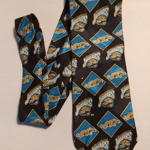 Jacksonville Jaguars Football Necktie Men&#39;s Novelty Silk Necktie Teal and Black