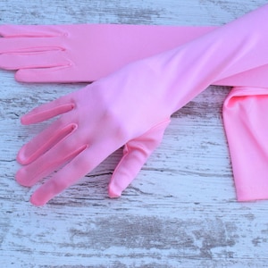 Hot Pink Luster Stretch Satin Opera Length to Wrist Length 22&quot; 19&quot; 15&quot; 9&quot;Ladies Gloves Prom Gloves Wedding Gloves