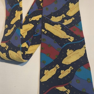 The Beatles Yellow Submarine 100% Silk Men's Necktie We All Live in a Yellow Submarine